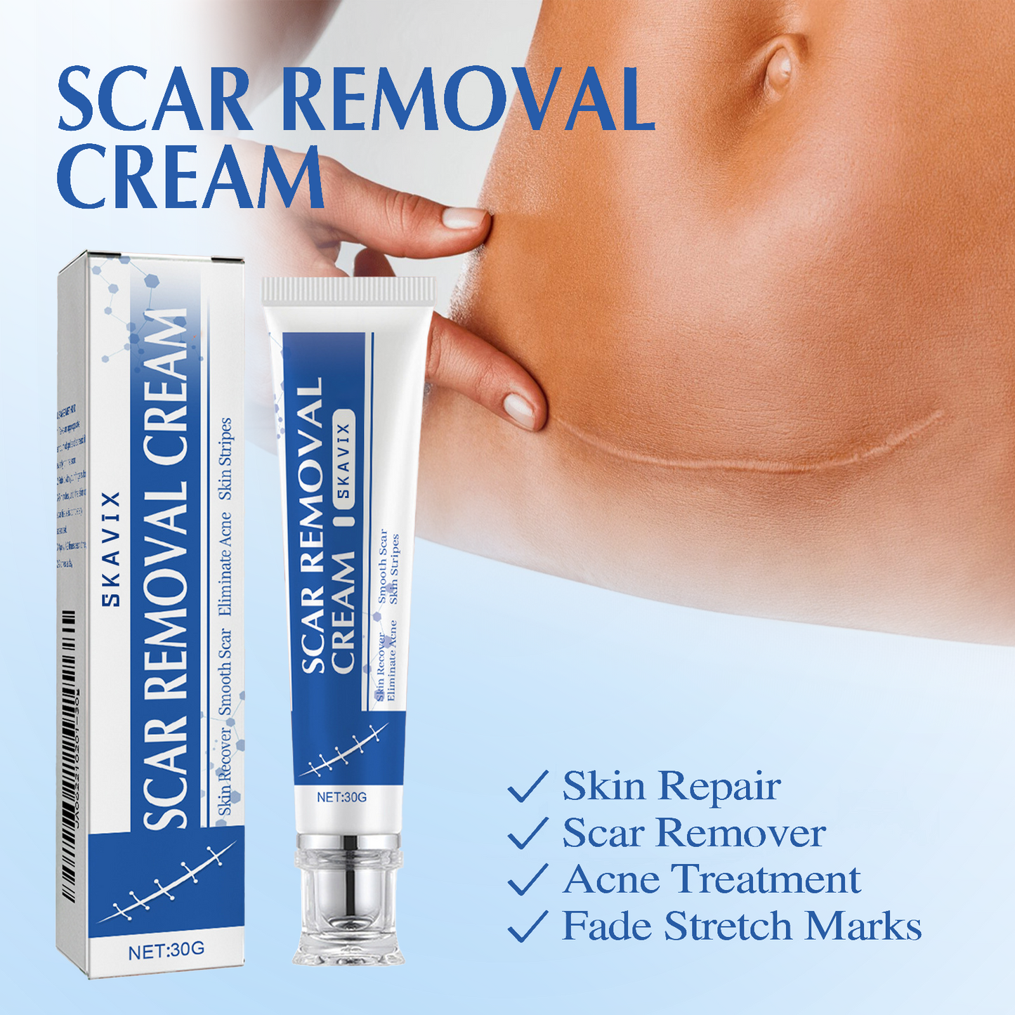🔥SKAVIX™Professional Scar Removal Gel- Scarremoval treatment for keloids, C-sectionS, surgeries, burns, acne andmore.
